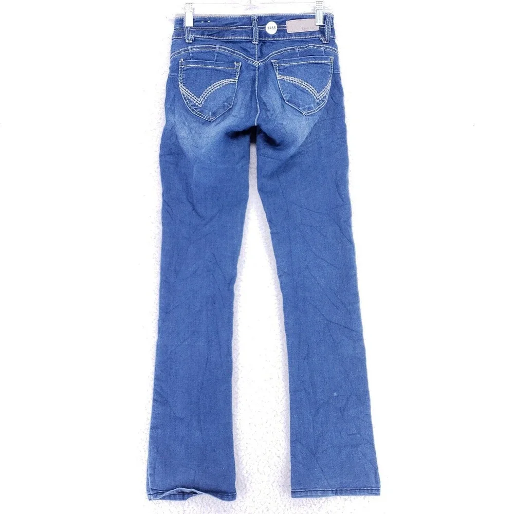 Rewind Jeans Denim Cotton Womens Size 0 Blue Straight Stretch VTG Mid Rise Slim